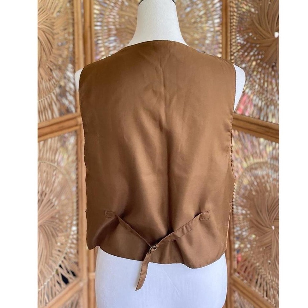 Vintage PTNY Brown Leather Patchwork Vest Medium - Picture 7 of 7